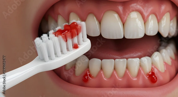 Fototapeta Bleeding Gums While Brushing Teeth: A Guide to Gum Health and Oral Hygiene