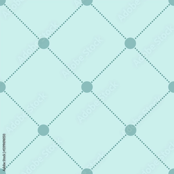 Obraz simple geometric checkered pattern with circles on a mint background