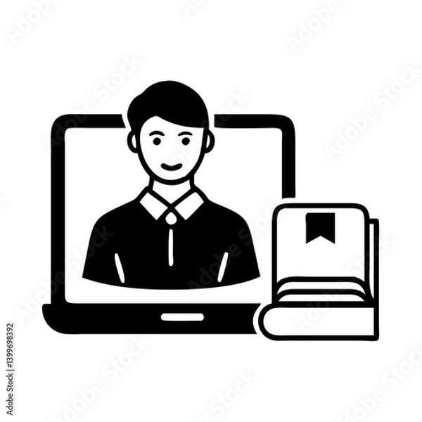 Fototapeta online course icon, online course silhouette vector illustration-simple silhouette illustration of online course, perfect for online course logos and icons