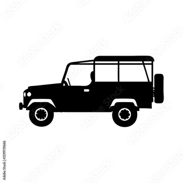 Obraz safari jeep icon, safari jeep silhouette vector illustration-simple silhouette illustration of safari jeep, perfect for safari jeep logos and icons