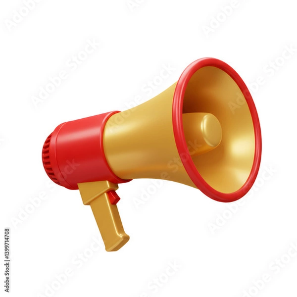 Obraz Red and Gold Megaphone on Transparent Background