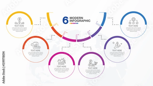 Obraz Infographic half circle 6 step.
