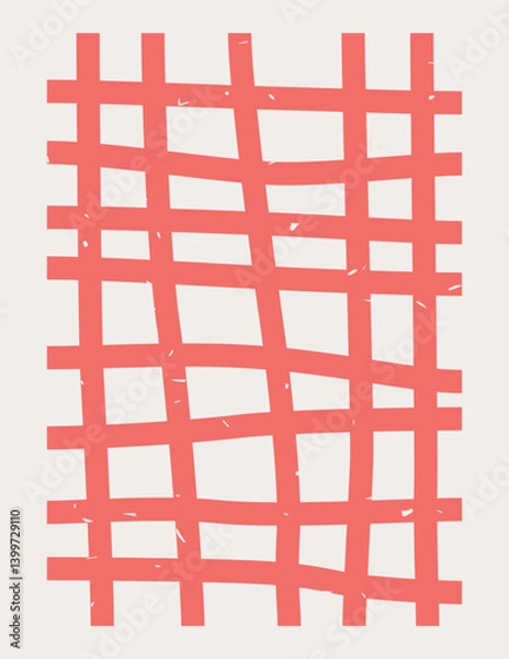 Fototapeta Red Checkered Textured Vector Art Background