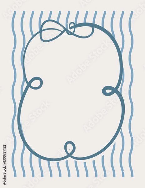 Fototapeta Retro Wavy Lines and Bow Coquette Frame Template