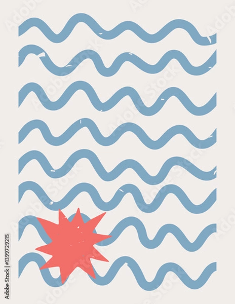 Fototapeta Retro Wavy Lines Pattern Background Texture