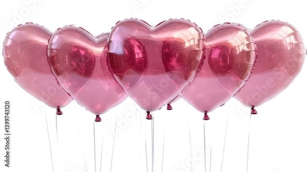 Obraz Pink heart balloons on white background