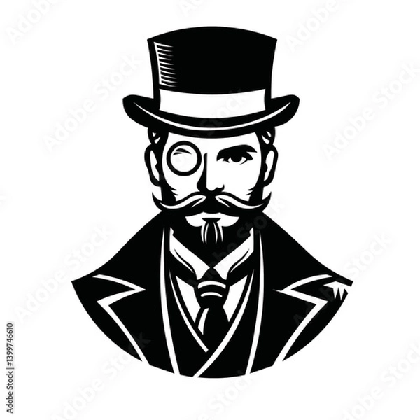 Fototapeta Retro man vector illustration in vintage style – editable AI file. Perfect for posters, branding, t-shirts, or digital de
