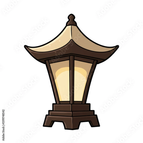 Fototapeta Illuminated Asian Lantern Illustration with Warm Light