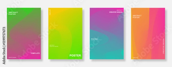 Fototapeta Abstract fluid gradient poster background set. Minimalist and elegant cover template design for brochure, banner, flyer and website