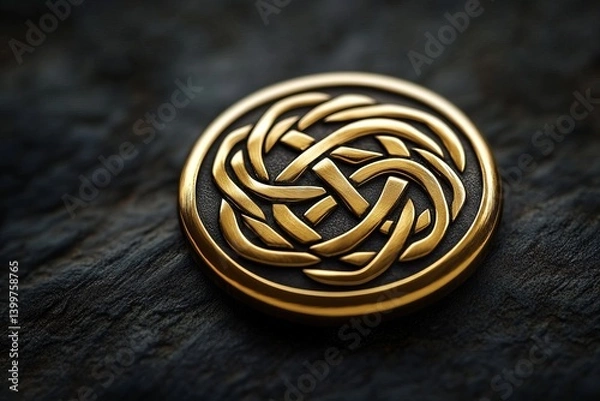 Fototapeta Intricate Celtic knots on a Scottish brooch displaying traditional artistry during National Tartan Day celebration