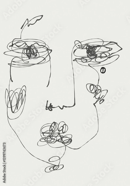 Obraz Face doodle sketch drawing 