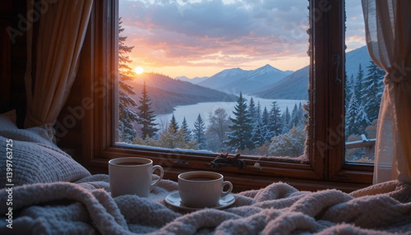 Fototapeta winter landscape in the mountains