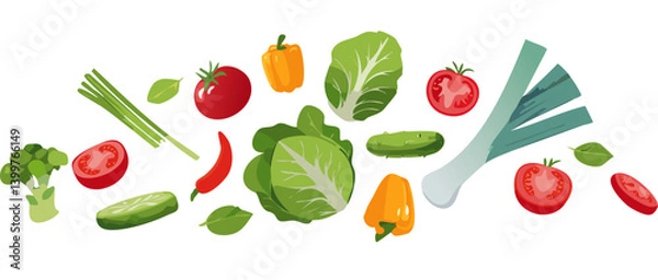 Obraz vegetable falling vector icon design