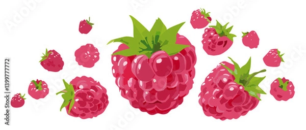 Fototapeta fresh raspberry falling vector icon design