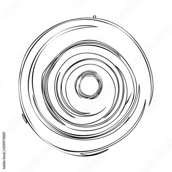 Fototapeta Drawn concentric circles with rough lines style