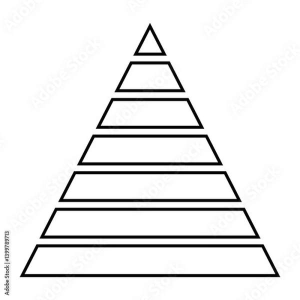 Fototapeta Maslow pyramid Seven Layer Pyramid Diagram, Hierarchical Structure, Stages Levels