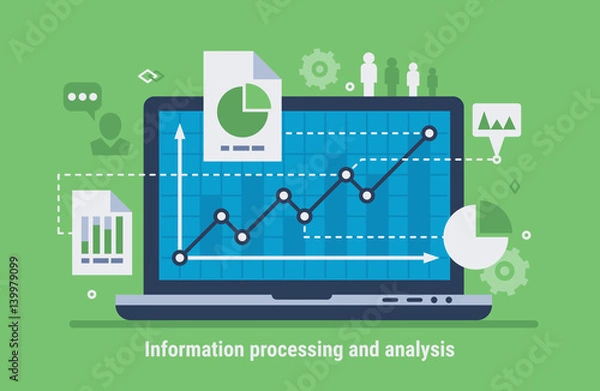 Obraz Information processing and analysis. Flat design modern vector illustration.