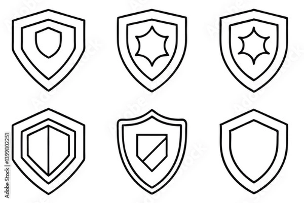 Fototapeta cybersecurity shiel line art futuristic security shield design