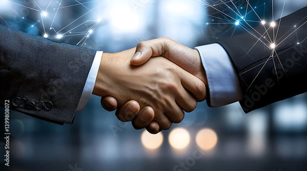 Fototapeta Business partnership agreement corporate office visual interaction professional environment close-up perspective trust building concept