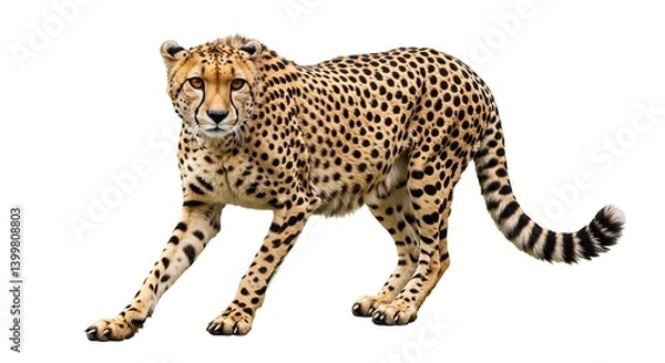 Obraz Majestic Cheetah Portrait: Wildlife Photography on White Background AI Generated