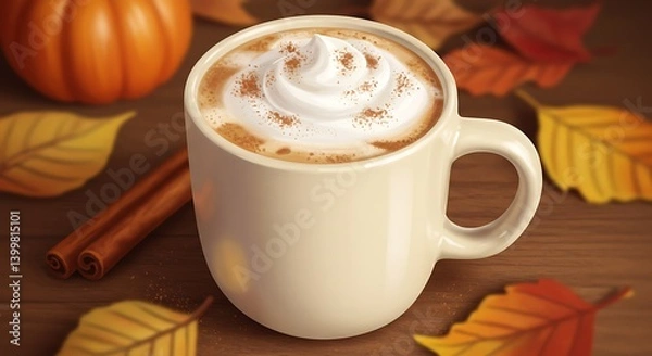 Obraz Autumn Spice Latte: A Digital Delight AI Generated