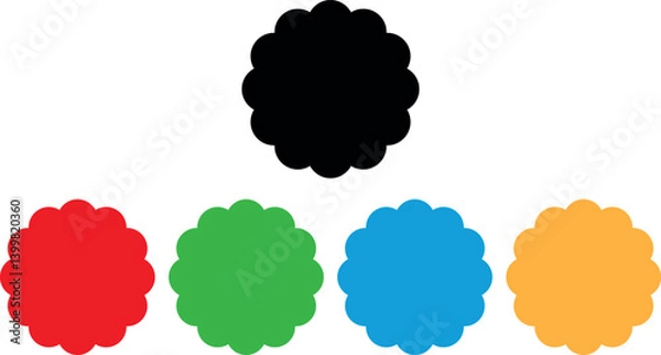 Obraz Colorful scalloped circle shape icon set in different colors . Scalloped circle icon vector