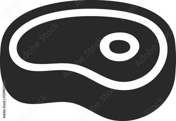 Fototapeta Steak meat slice solid food icon vector for restaurant design.