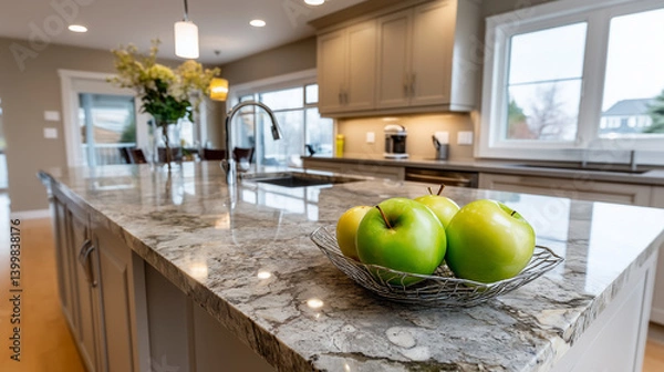 Obraz Modern Kitchen Counter with Apples in Basket