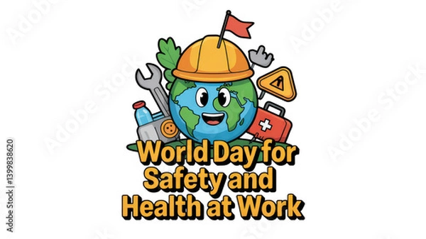 Obraz World Day for Safety and health at work isolated on transparent background, Generative ai.