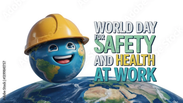 Obraz World Day for Safety and health at work isolated on transparent background, Generative ai.