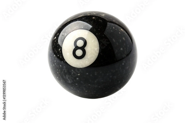 Fototapeta Black 8 ball for billiards or pool isolated on white background