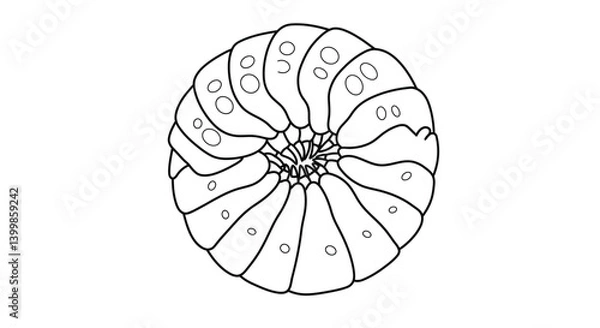 Fototapeta Pill Bug Coloring Page for Kids Showing It Curled Into a Ball Roly Poly