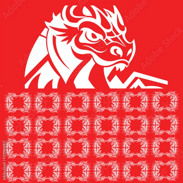 Obraz Abstract concept in red white dragon, can used for magazine cover