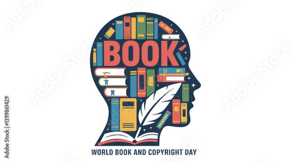Fototapeta World Book and Copyright Day isolated on transparent background, Generative ai.