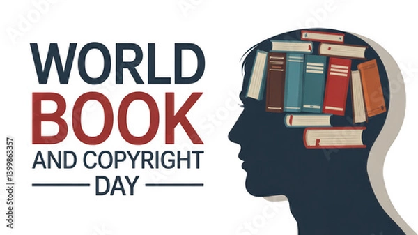 Obraz World Book and Copyright Day isolated on transparent background, Generative ai.