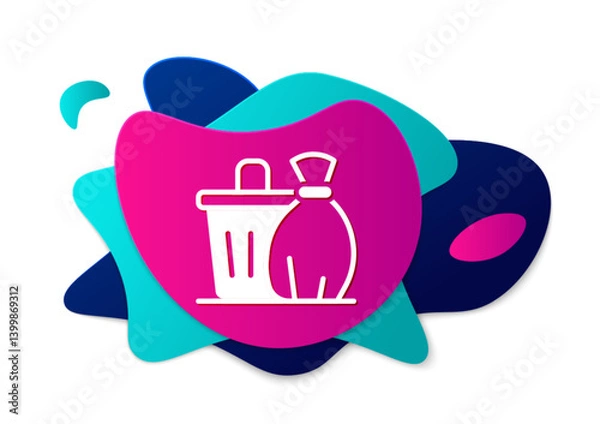 Obraz Color Trash can icon isolated on white background. Garbage bin sign. Recycle basket icon. Office trash icon. Abstract banner with liquid shapes. Vector