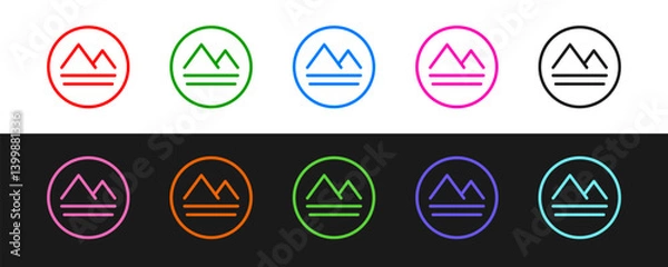 Fototapeta Set line Earth element of the symbol alchemy icon isolated on black and white background. Basic mystic elements. Vector