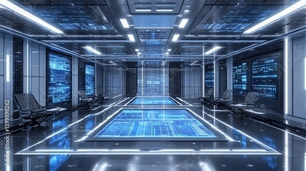 Fototapeta Futuristic Data Center: Sleek, Modern, and Technologically Advanced