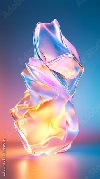 Obraz Glowing Translucent Organic Fluid Shape Against a Vivid Gradient Background