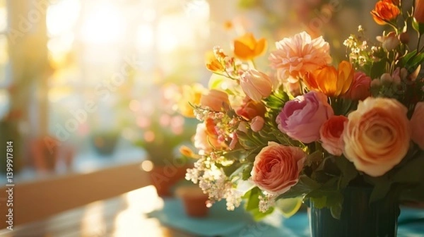 Obraz A Bright and Cozy Room Filled with a Diverse Array of Vibrant Blooms