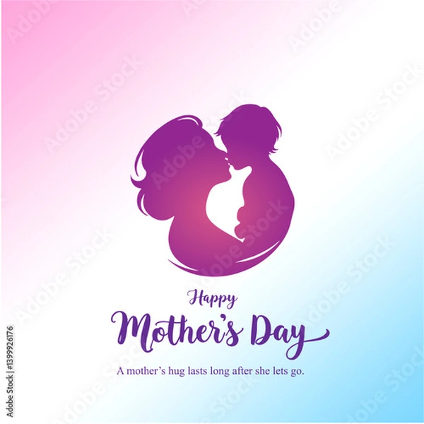 Fototapeta Happy Mothers Day Social Media Creative with Mother Kissing Child Forehead