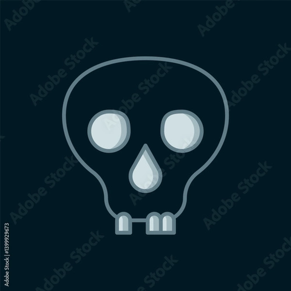 Fototapeta Line Skull icon isolated on black background. Happy Halloween party. Flat filled outline style with shadow. Vector