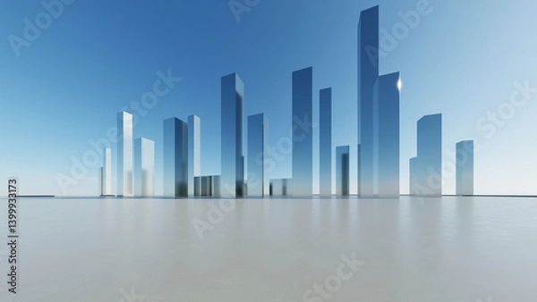 Fototapeta 3d illustration of abstract architecture background, geometric architectural with chrome or metallic design, Futuristic city landscape