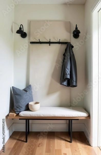 Obraz Modern hallway design with bench and coat rack