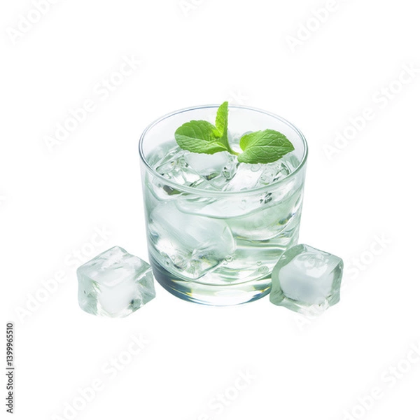 Obraz Glass of water with ice isolated on a transparent background
