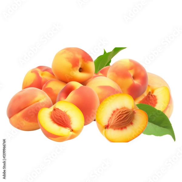 Obraz Peaches isolated on a transparent background