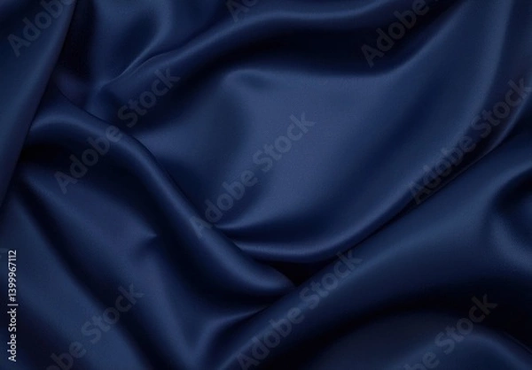 Fototapeta Smooth Dark Navy Silk Fabric Flowing Elegantly with Luxurious Shine