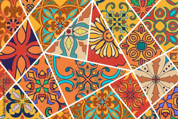 Obraz Vector decorative background. Mosaic patchwork pattern for design and fashion