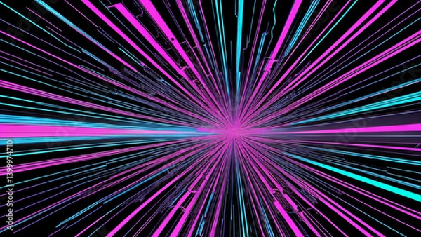 Obraz Futuristic Data Tunnel – Abstract Glowing Light Grid