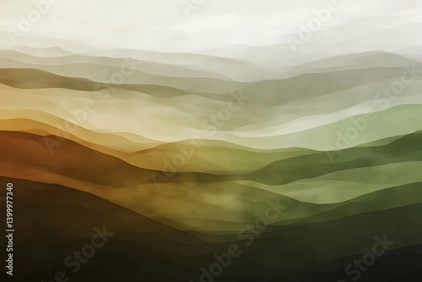 Obraz Abstract watercolor mountain range in muted earth tones.